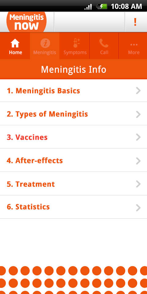 Meningitis signs and symptoms Screen 2