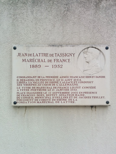 Plaque Jean De Lattre De Tassigny 