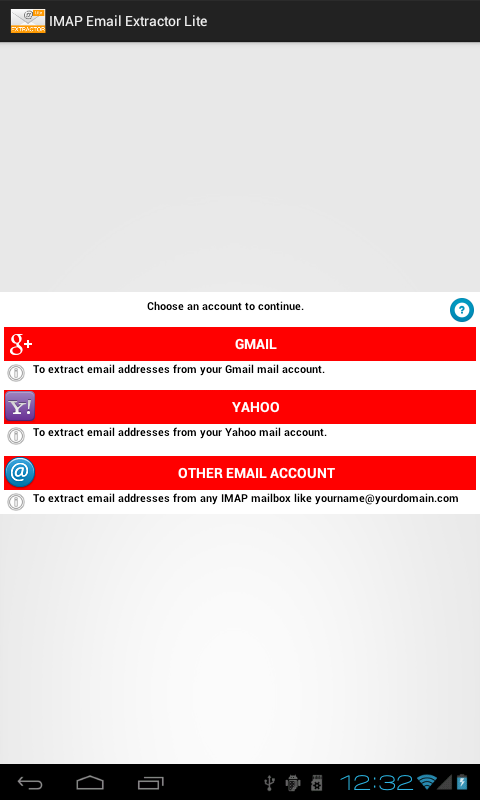 Android application IMAP Email Extractor Lite screenshort