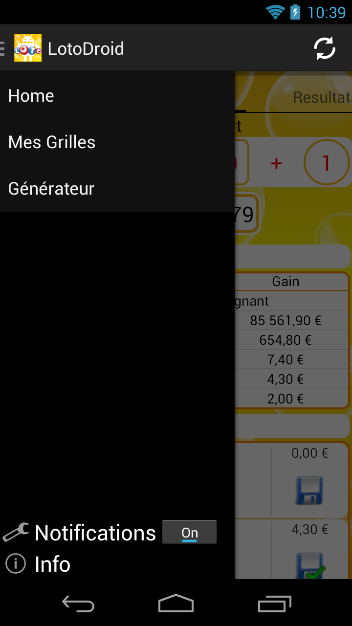 Loto Droid Screen 2