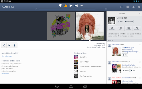 Pandora® internet radio - screenshot thumbnail
