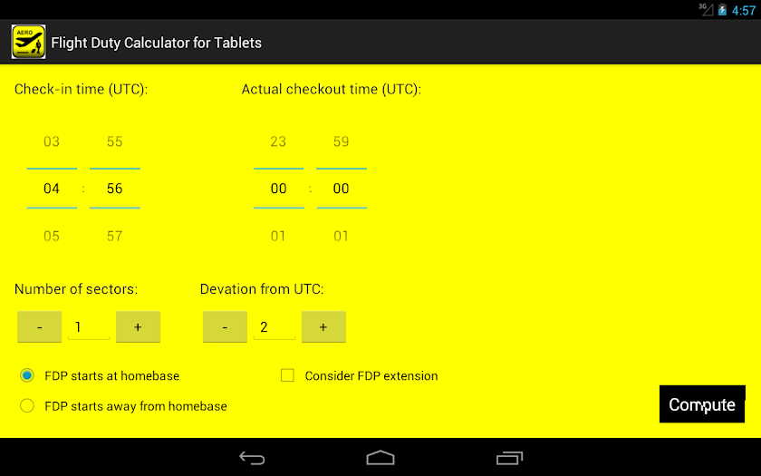 Flight Duty for Tablets Screen 3