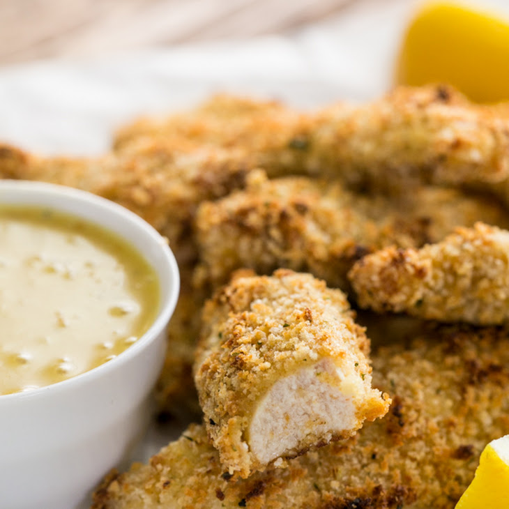 Breaded chicken breaded Chicken Recipe panko recipe strips with Baked Mustard Dip with Strips for Honey