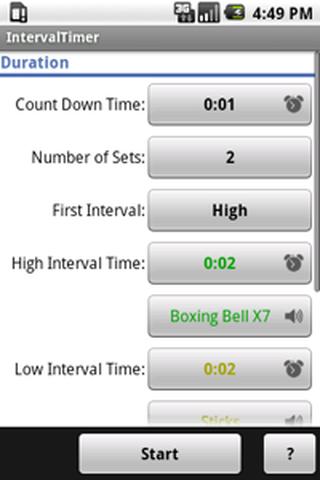 Android application IntervalTimer screenshort