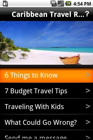 Android application Caribbean Travel Report screenshort