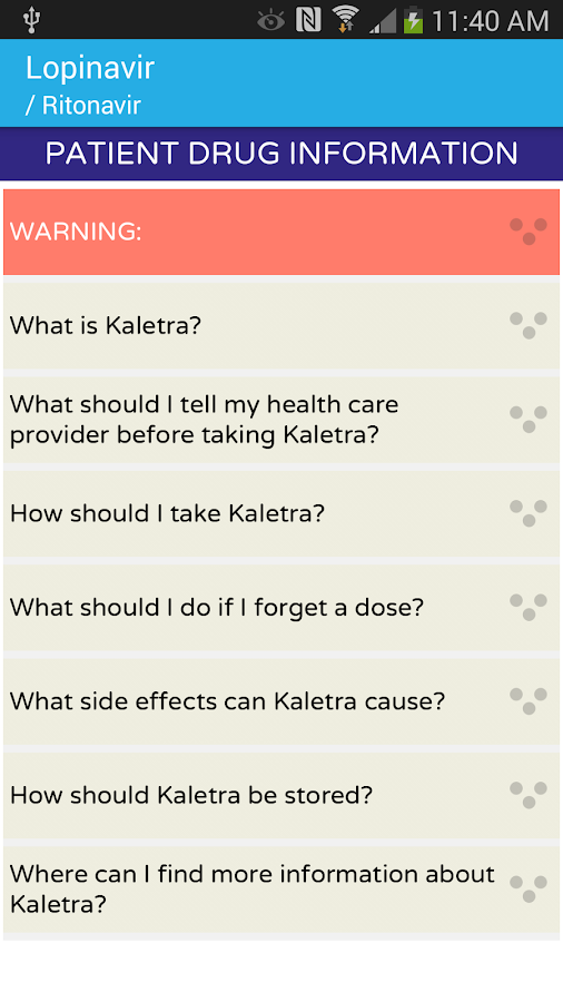    AIDSinfo Drug Database- screenshot  