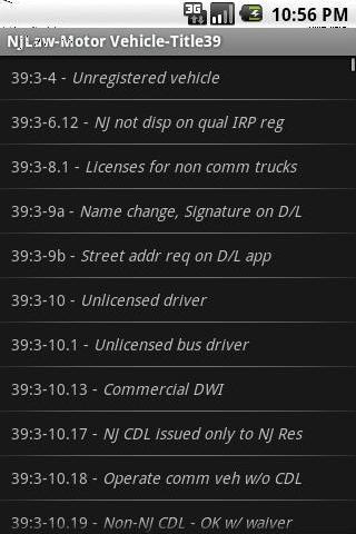 NJLAW Motor Vehicle - Title 39 Screen 1