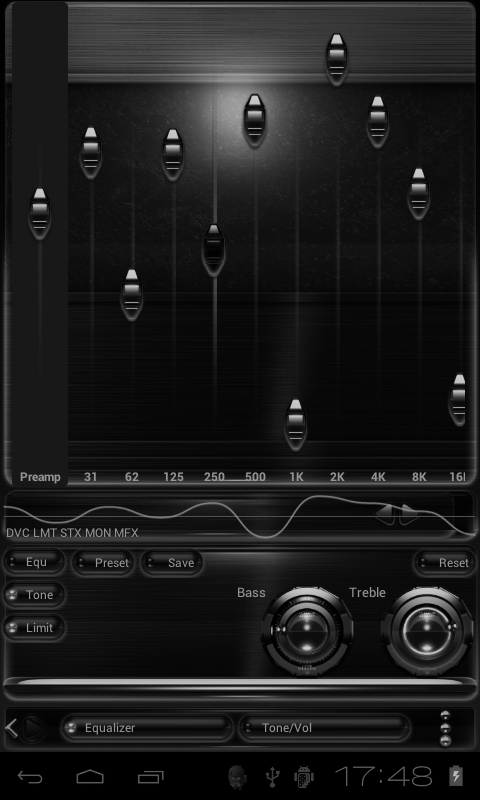 Poweramp skin Black Glow Screen 2