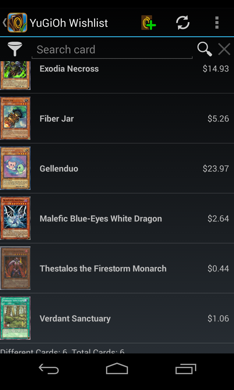 Android application Wishlist for YuGiOh! Pro screenshort