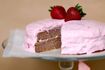 Healthy Strawberry Cake with Strawberry Frosting
