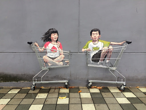 Kids in Trolleys Mural