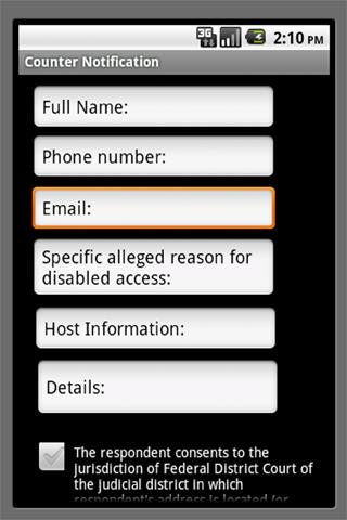 DMCA Screen 1