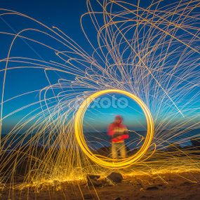 Fire during Blue Hour  by Alejandro Domingo - Uncategorized All Uncategorized
