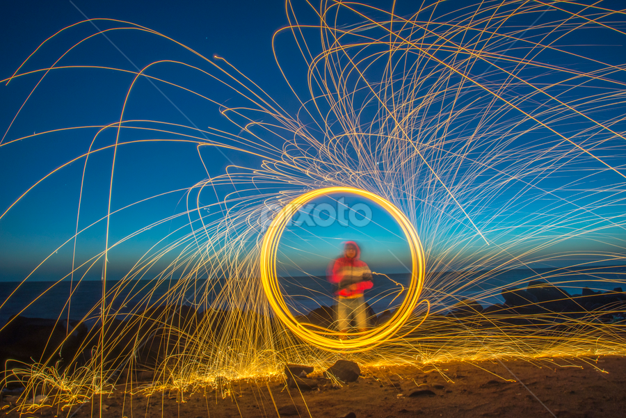 Fire during Blue Hour  by Alejandro Domingo - Uncategorized All Uncategorized