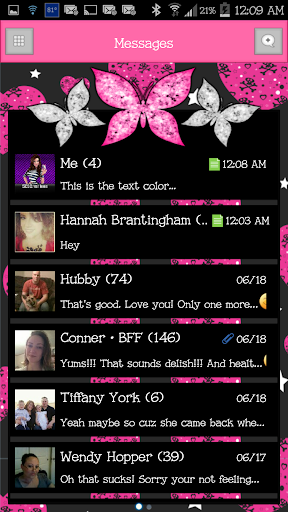 GO SMS - Cute Butterfly 9