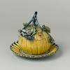 Tureen in the form of a melon, with a saucer in the form of a sunflower