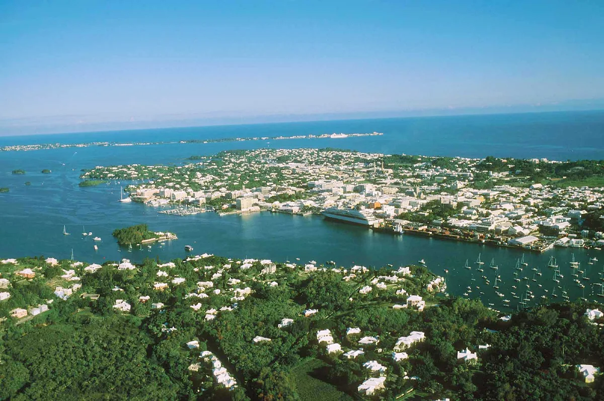 Hamilton-Harbor-Bermuda - An aerial view of popular Hamilton Harbor in Bermuda. Several cruise lines make stops here.