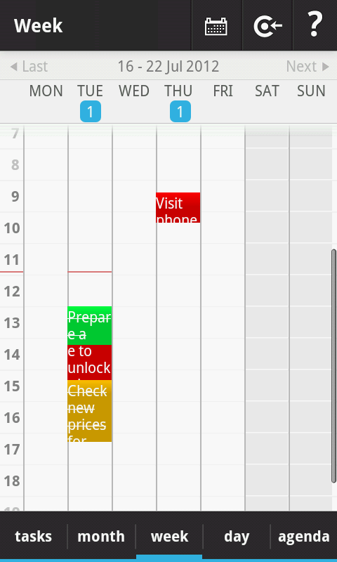 ToDo in time (calendar) Screen 3