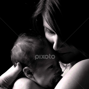 Mother & Baby by Jason Lovell - Black & White Portraits & People