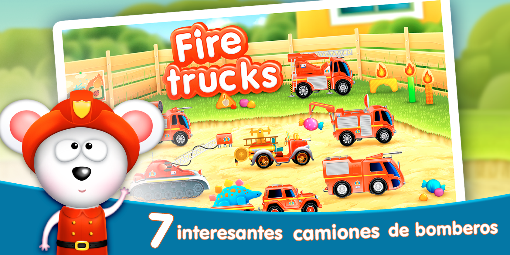 Android application Firetrucks: rescue for kids screenshort