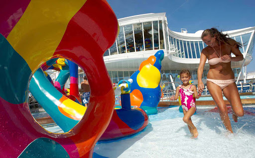 Oasis-of-the-Seas-H2O-Zone-mom-daughter - Aboard Oasis of the Seas the whole family can join in the fun by splashing around in its large H20 Zone Aqua Park.