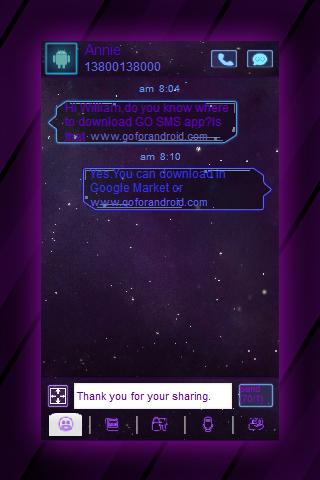 GO SMS Galaxy star Theme