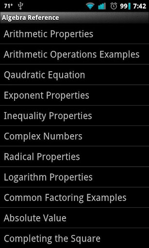 Algebra Reference Donate