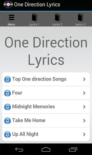 Lyrics Of One Direction