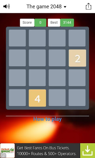 Classic grid tile 2048 puzzle