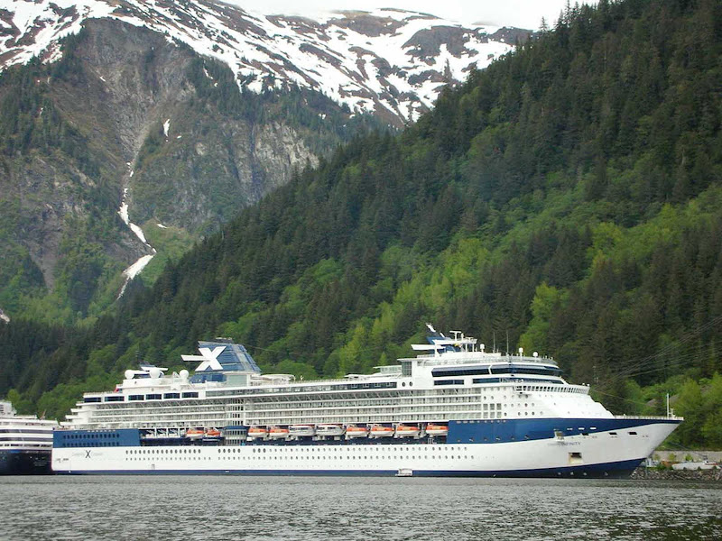 Celebrity Infinity docked in Juneau, Alaska.