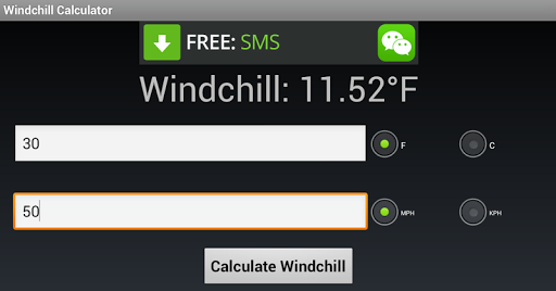 Windchill Calculator