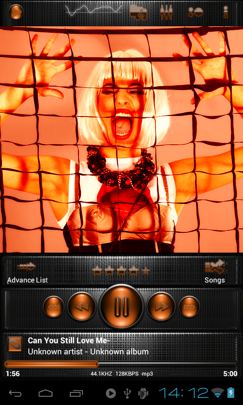 Poweramp skin TITAN ORANGEGRID Screen 1