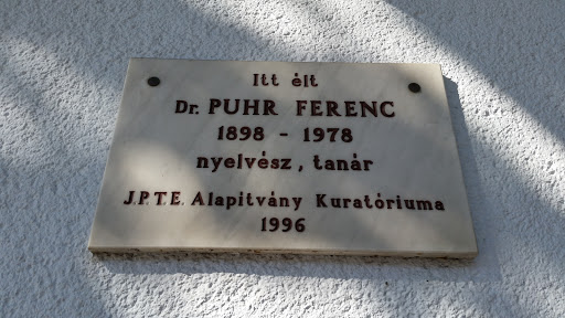 Puhr Ferenc emléktábla
