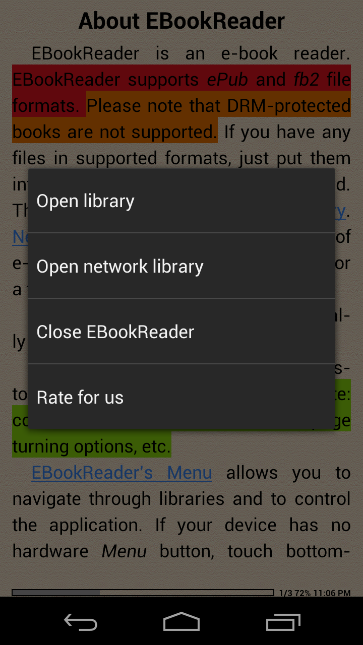 EBook Reader &amp; EPUB Reader Screen 3