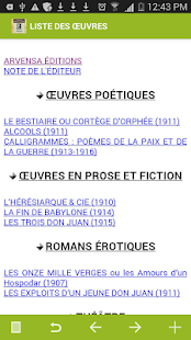 Android application Apollinaire: Oeuvres majeures screenshot