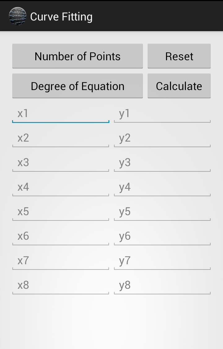 Android application Curve Fit screenshort