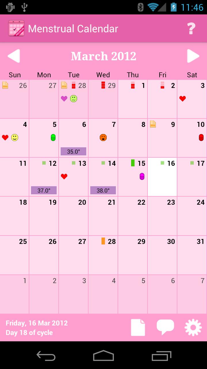 Android application Menstrual Calendar Premium screenshort