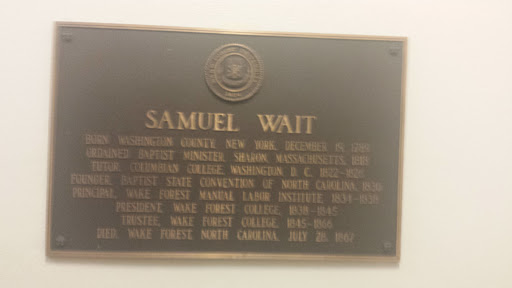 Samuel Wait Plaque
