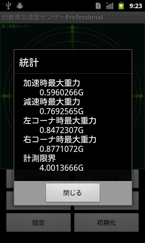 Car acceleration sensor Pro Screen 3