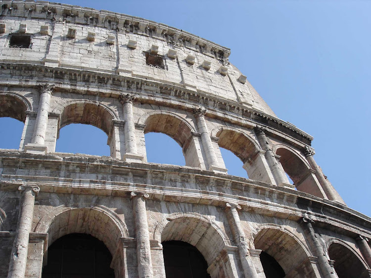 Detail of the Colosseum in Rome, Italy.