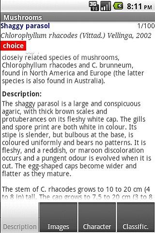 Android application Mushrooms screenshort