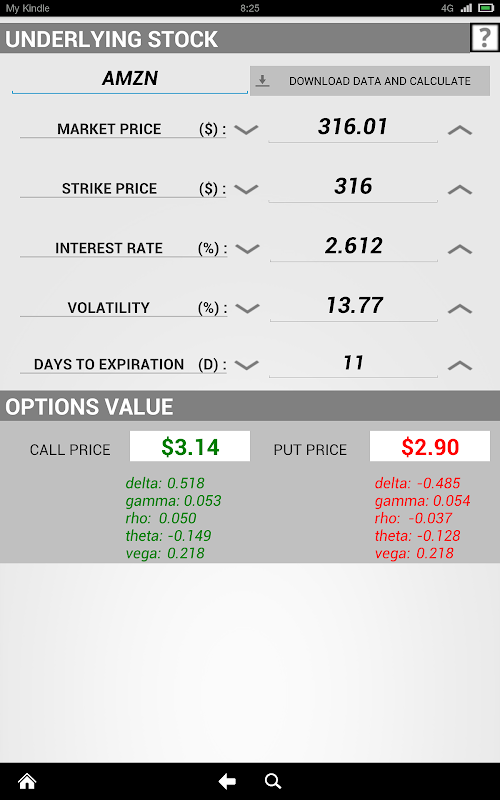 Android application Options Calculator Pro screenshort