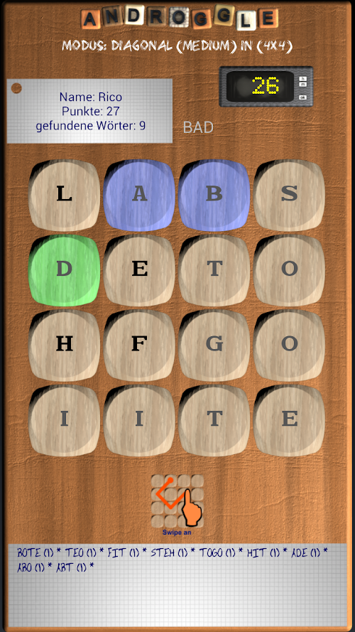 Android application Androggle Pro DE - Boggle screenshort