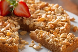 Lemony Cashew Cake with Fresh Strawberries