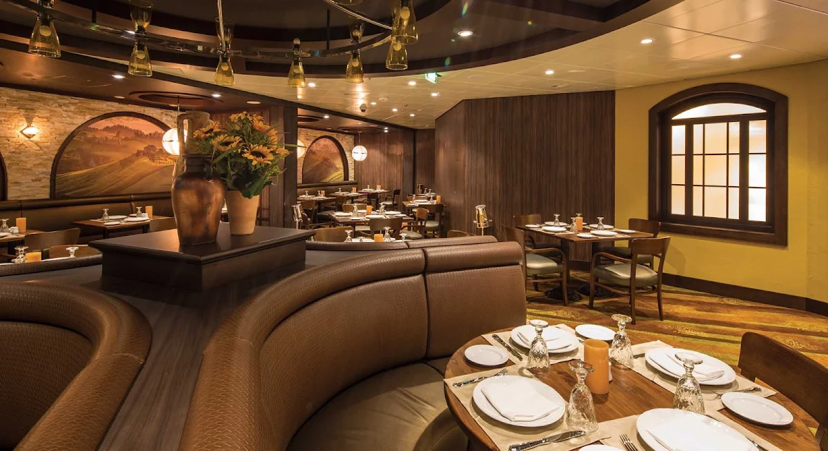 Voyager-of-the-Seas-Giovannis-Table - Share a family-style dinner Giovanni's Table, an Italian trattoria on Voyager of the Seas.