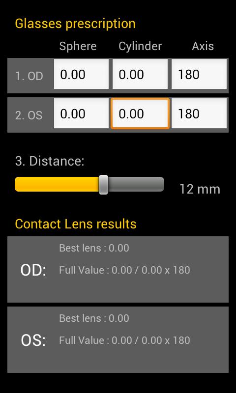 Contact Lens Calculator Screen 3