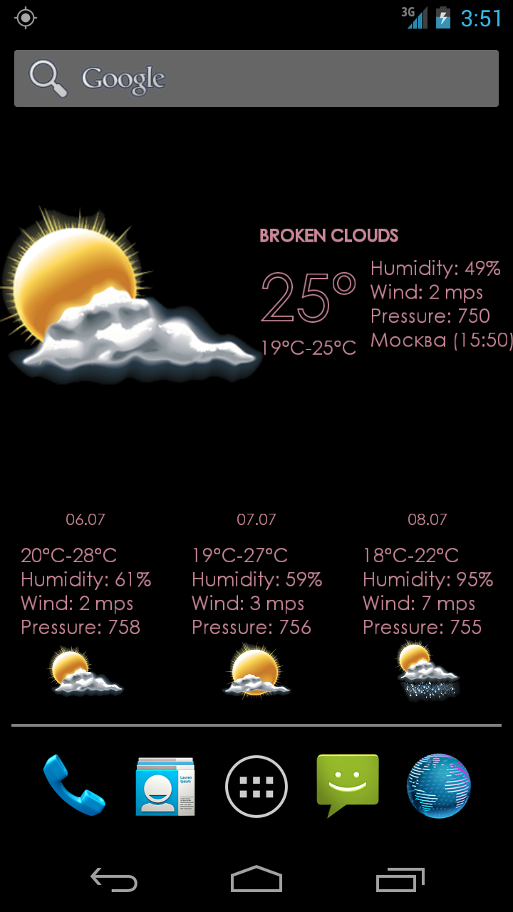 Weather Tab LWP Screen 1