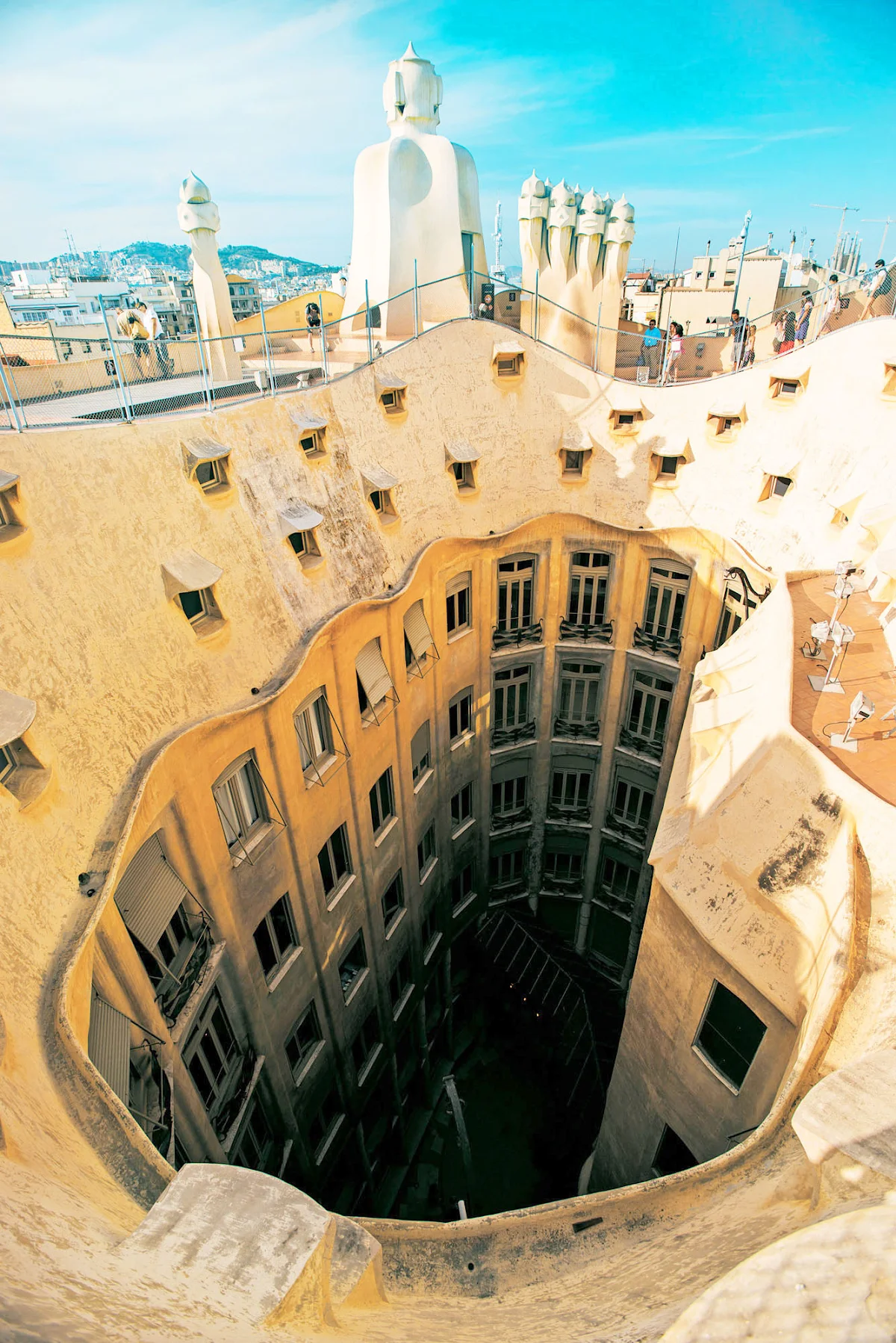 Tere-Moana-Barcelona-Casa-Mila - Take a Tere Moana cruise to Barcelona and visit this roof architecture at Casa Milà by Antoni Gaudí, Barcelona's most famous architect.