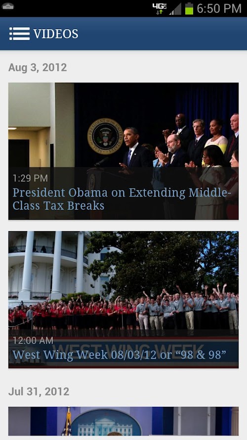 Android application White House screenshort
