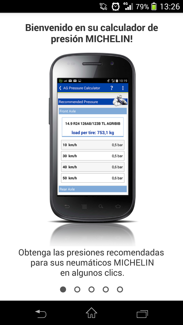 Android application MICHELIN Pressure Calculator screenshort